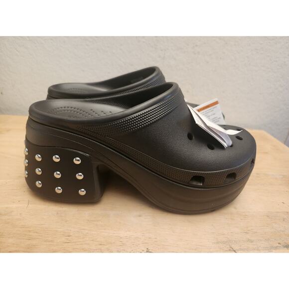 Crocs NEW Siren Studded Black Clog Platform Heel Unisex Size M 10 W 12 - Picture 3 of 9